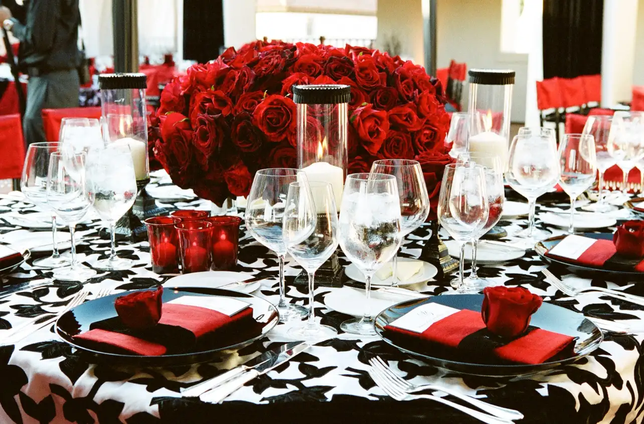 Red black white wedding top